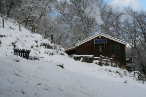 Bunkhouse in snow