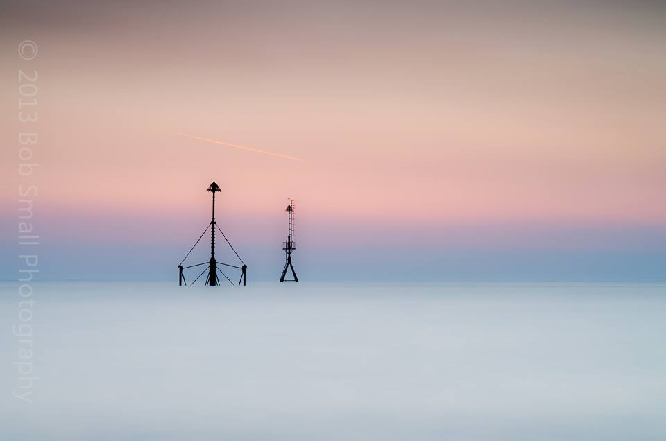 A subtle shot from Minehead, with the markers for the old pier sitting in a long exposure soup of seawater! Photo by Bob Small