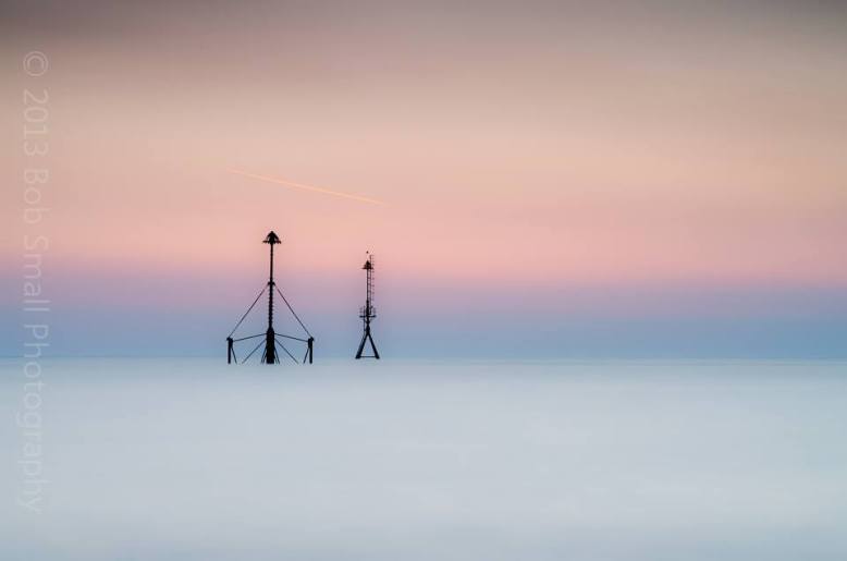 A subtle shot from Minehead, with the markers for the old pier sitting in a long exposure soup of seawater! Photo by Bob Small